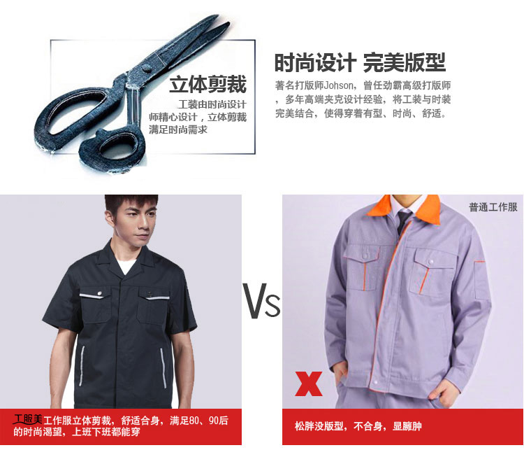 深藍(lán)短袖滌棉工作服
