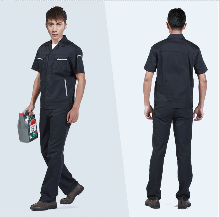 深藍(lán)短袖滌棉工作服