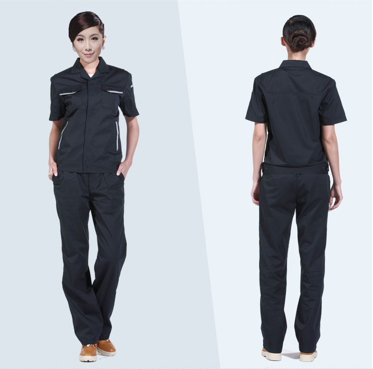 深藍(lán)短袖滌棉工作服